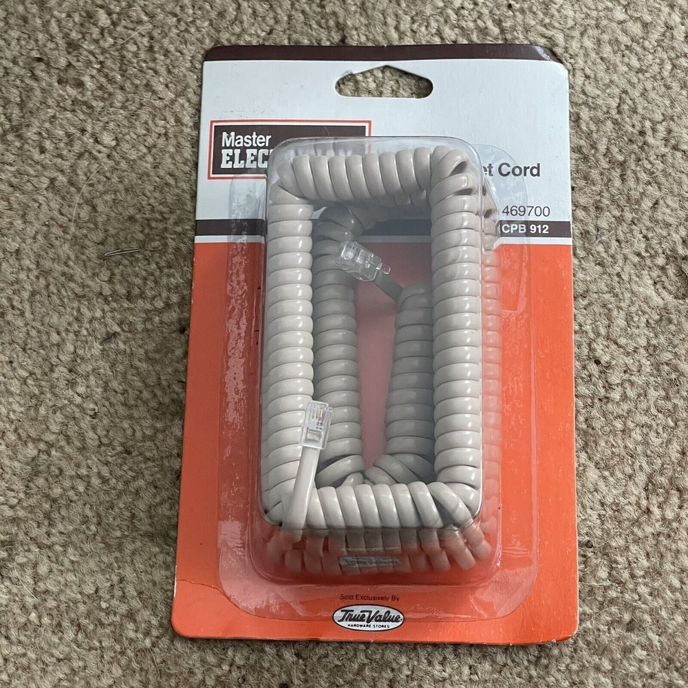 Telephone Cord Master Electrician Coiled Vintage 25-Ft Modular Tan Brown Phone
